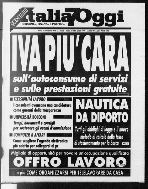 Italia oggi : quotidiano di economia finanza e politica